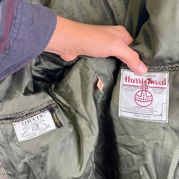 Harris Tweed Orvis Tailored Jacket Wood Button Size M ( 38 ) - Picture 8 of 8